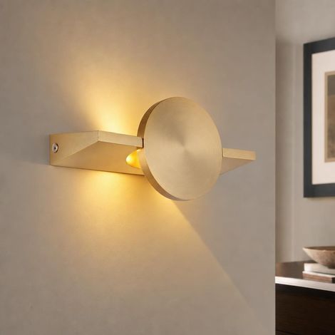 Applique murale LED, lampe de couloir, spot orientable, couleur laiton, H 20 cm (1/5)