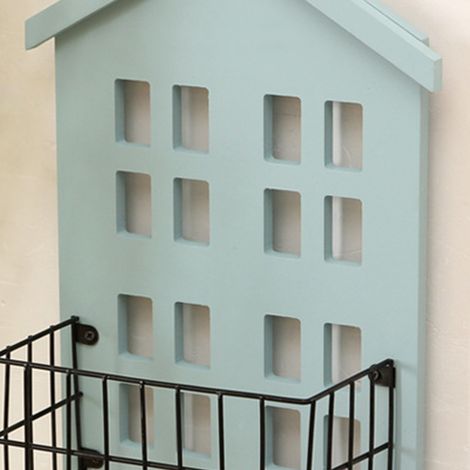 Étagère murale de rangement en bois, simple et créative, pour chambre et salon, bleu clair. (1/5)
