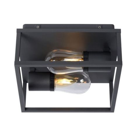Plafoniera Lucide Carlyn nera alluminio 2xE14 IP54