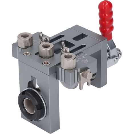 Kit outil perçage bois 3 en 1 positionneur trou perçage serrage rapide réglable aluminium avec mèches 5 8 10 mm et douilles (1/5)