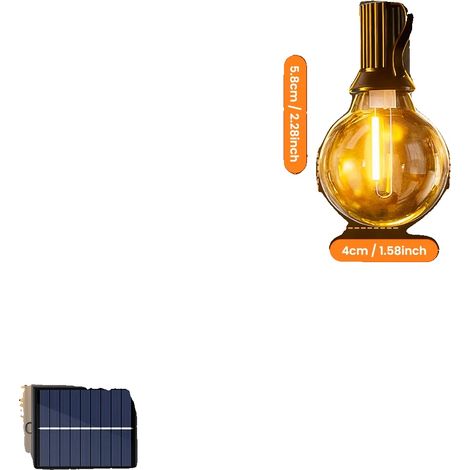 Guirlandes lumineuses solaires, télécommande, dimmable, 15.5m 40ampoules (1/2)