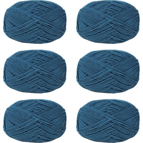 Hilo de algodón para ganchillo, 6 piezas, hilo para tejer - 46 azul jazz