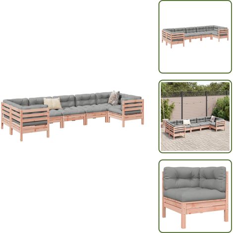 Cojines para sofás - vidaXL Set de sofás jardín 7 pzas con cojines madera abeto Douglas - Madera Douglas