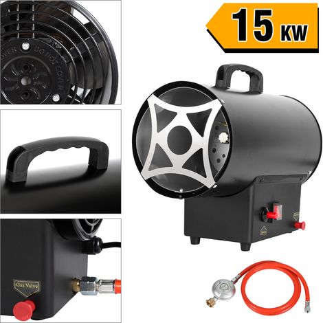 Jiubiaz Canon à chaleur gaz GPL 15 kW, chauffage de chantier soufflant 320 m³/h, pour atelier garage entrepôt, surface jusqu’à 225 m² (1/5)