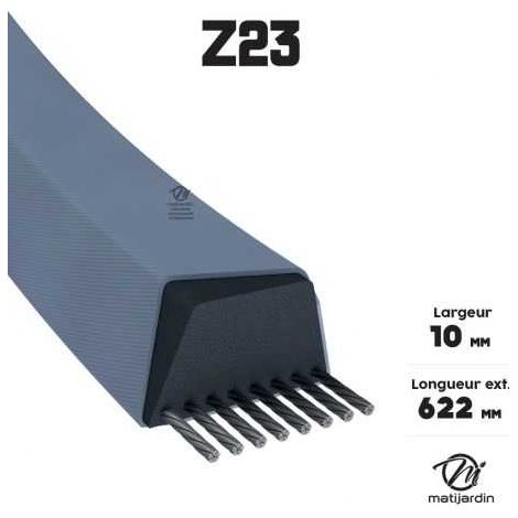 Courroie tondeuse Z23 trapézoïdale  10 x 622 mm (1/4)