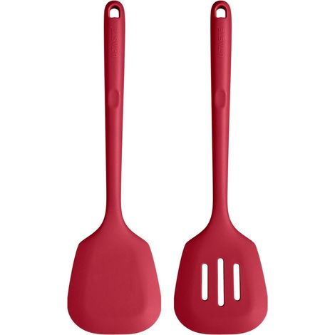 2er Set Silikon Pfannenwender, 315°C hitzebeständig, Rot