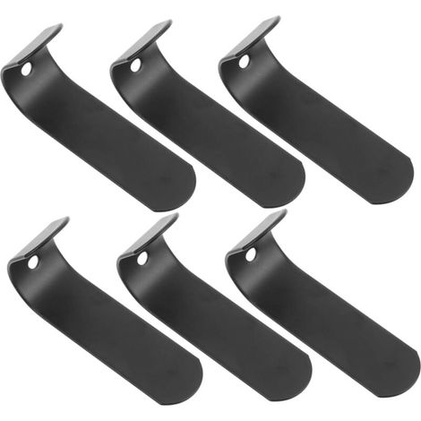 Lot de 6 crochets muraux adhésifs en acier inoxydable pour chambre, salon, cuisine, salle de bain, cuisine, noir (1/5)