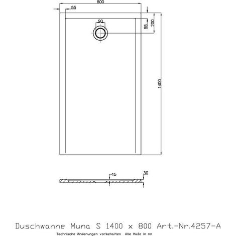 Ricevitore Doccia Hoesch Muna S 1400X800X30Mm Bianco
