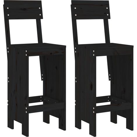 Maison Exclusive - Taburetes de cocina 2 uds madera de pino negro