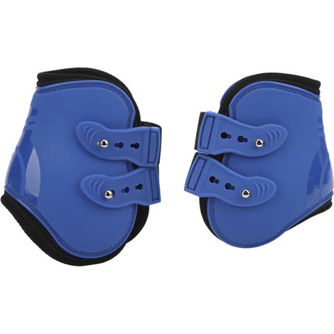 Stivali per zampe di cavallo in neoprene PU a 2 pezzi, protezioni per stecche, protezioni per zampe posteriori, colore blu, M-Crezuo