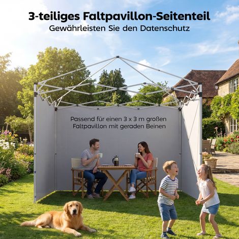 Ensemble de 3 rideaux latéraux zippés pour tonnelle 3x3 mètres, teinte bleu nuit (1/4)
