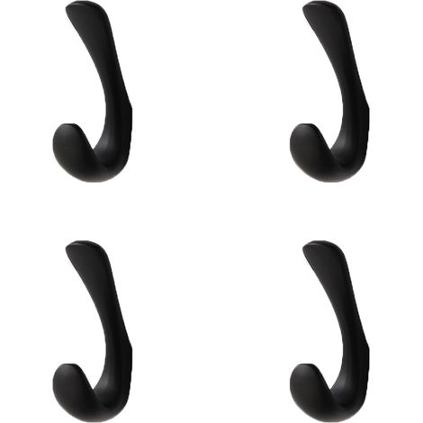 4 Pack Bathroom Towel Hooks, Black Bath Towel Hooks, Robe and Towel Hooks (1/3)
