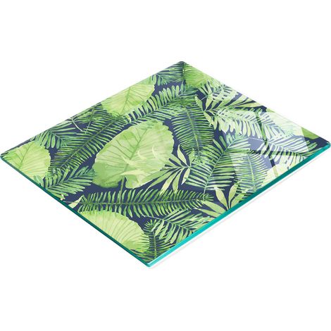 Planche à découper décorative en verre pour la cuisine, motif feuilles tropicales, 60 x 52 cm (1/5)