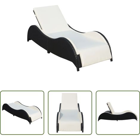 Rattan -  Sonnenliege mit Polsterauflage Poly Rattan Schwarz (1/5)