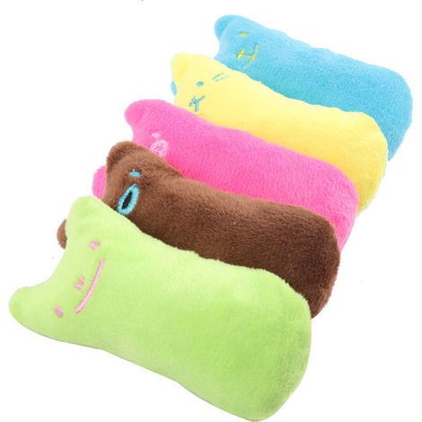 Jouets interactifs en peluche pour chat, lot de 5 jouets à mâcher à l'herbe à chat, oreiller en peluche doux pour chats et chatons, nettoyage des dents, jeu à mâcher (1/2)