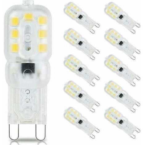 10 ampoules LED G9 3 W, équivalentes à des ampoules halogènes 33 W, blanc lumière du jour 6000 K, sans scintillement, non dimmable, ampoules à économie d'énergie G9 (1/5)