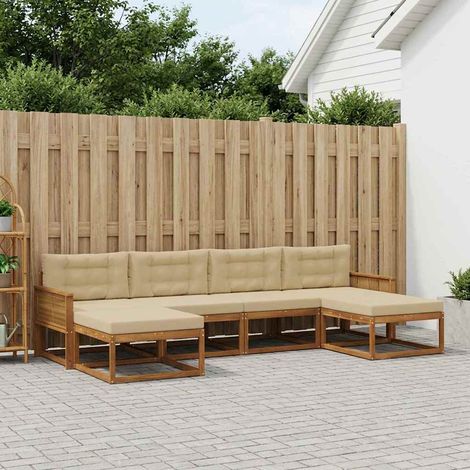 vidaXL Outdoor-Sofagarnitur 6 Stk. Natur und Beige (1/5)