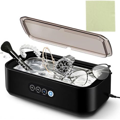 Ultraschallreiniger – Reinigungsgerät für Schmuck und Brillen – Ultraschall – Ultraschallreiniger – Schmuckreiniger – Brillenbad – Schwarz – 650 ml (1/5)