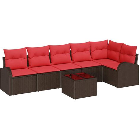 Conjunto de sofá de jardín 7 pcs Marrón ratán sintético vidaXL