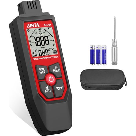 Détecteur CO Portable (0-1000 PPM), Testeur De Monoxyde De Carbone avec Alarme Sonore Et Visuelle, Écran LCD Rétroéclairé, Capteur De Température, pour Maison, Garage, Voiture, Camping (1/5)