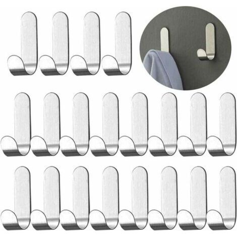 Set of 12 self-adhesive wall hooks, stainless steel towel hooks without drilling, wardrobe hooks, adhesive wall hooks for hanging towels and keys, hooks (1/5)