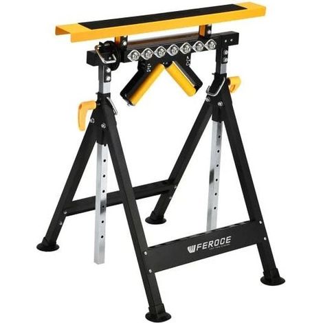 Tréteau télescopique 4 en 1 – Charge max 200Kg – Hauteur réglable 83 à 128cm – Tube acier robuste – 4 patins antidérapants – Feroce (1/5)