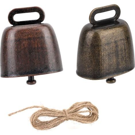 2-Piece Cowbell Set, Copper, Loud Sound, 1 Meter Rope, Livestock, Farm (1/5)