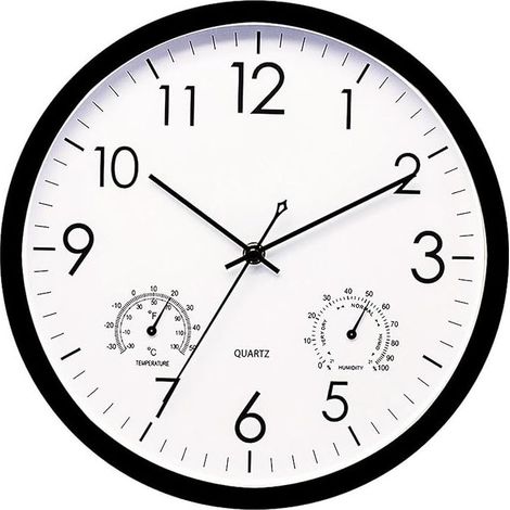 Thermometer und Hygrometer, Horloge de Chambre à Coucher Simple et élégante, étanche, Horloge de Patio rétro, Horloge Murale élégante en métal, 30cm Rund (1/5)