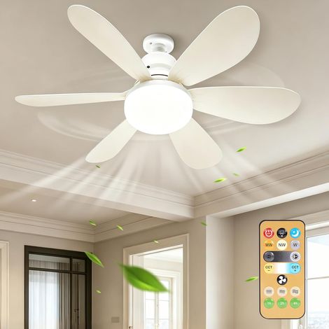 Ventilateur de Plafond avec Lumière et Telecommande, E27/E26 Lampe de Ventilateur Nouveau modèle 2026 LED Dimmable Plafonnier Timing, 6 Pales, Silencieux, 3 Vitesses, pour Salon, Bureau, Dortoir (1/5)