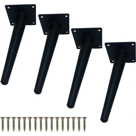 Pieds de meubles, pieds de canapé, pieds de table inclinés, pieds d'armoire en métal, pieds de canapé inclinés, pieds de meubles fuselés, pieds de chaise, de table, de support d'armoire, ensemble de 4 (1/5)