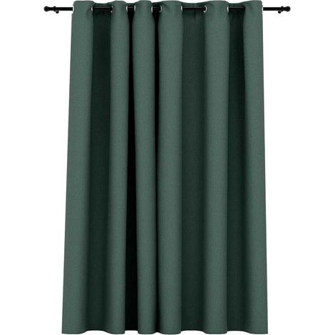 Rideau occultant Aspect de lin avec œillets Vert 290x245 cm