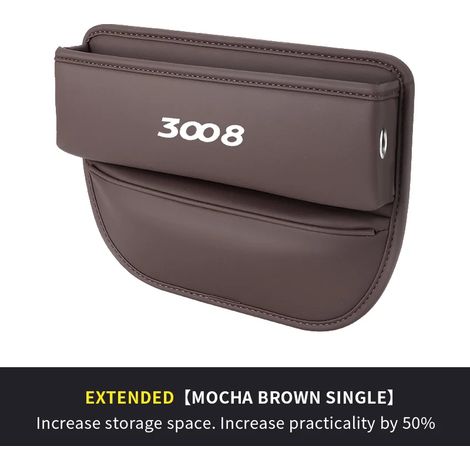 (Marron) NOUVEAU Boîte de rangement en cuir pour l'espace entre les sièges auto, accessoires pour 3008 auto, organisateur d'espace entre les sièges, sac latéral (1/5)