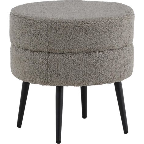 Pouf Design Bouclette "Pot" 40cm Gris (1/5)