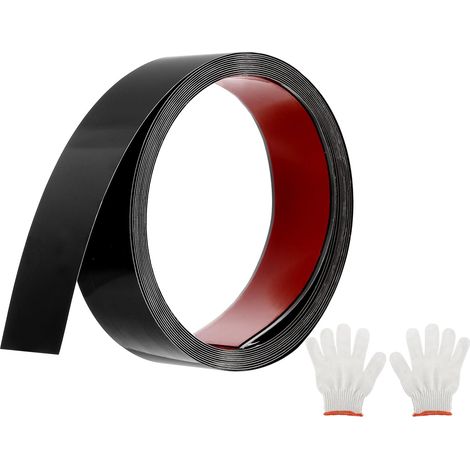 Moulures Décoratives Autocollantes en Acier Inoxydable, 5m X 4cm Noir Garniture de Moulure Murale Autocollante avec Finition Miroir avec des Sacs, des Gants, des Cartes pour Sol (1/5)