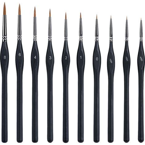 CHOYCLIT 1 lot de 10 pinceaux de peinture, pinceau fin, mini pinceaux, pinceaux fins, petits pinceaux, micro pinceau, pinceau à pointe fine. (1/3)