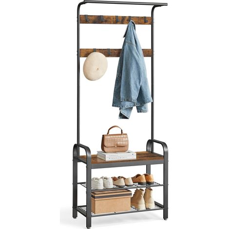 Porte-Manteau avec Étagère à Chaussures, 4-en-1, Vestiaire (1/5)