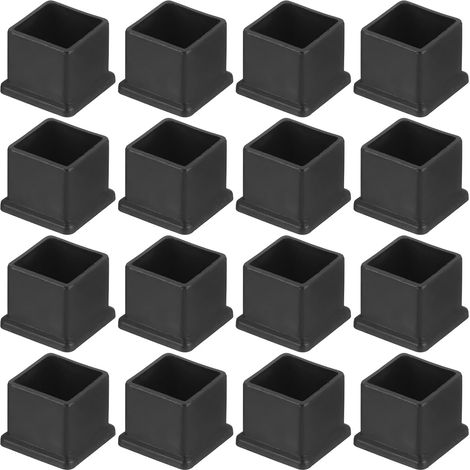 CCYKXA  16 quadratische PVC-Stuhlbeinkappen, 30 mm x 30 mm Außendurchmesser, Schwarz, zum Schutz von Tisch- und Möbelbeinen, Stuhlbeinabdeckungen und Bodenschonern