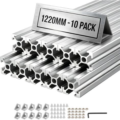 Profilé anodisé 6063-T5 pour structure stable, lot de 10 rails linéaires 2020 T-Slot pour établi DIY CNC (1/5)