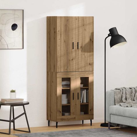 Highboard 2 pcs Altholz Engineered Wood und Glas