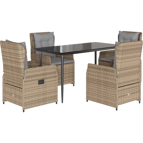 Maison Exclusive - Set comedor de jardín 5 pzas con cojines ratán (1/5)