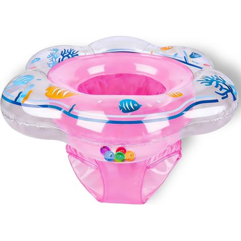 Flotteur piscine bébé siège double sac à air pour nourrissons 6-12 mois, flotteur gonflable entraînement natation baignoire, PVC non toxique étanche fond transparent 30lbs pour piscine et bain (1/5)