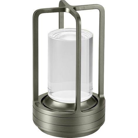 TRADE SHOP - Lampada A Led Da Tavolo 3 Watt Lanterna Lume Ricaricabile Touch Dimmerabile Cct D37-3c - Argento (1/5)