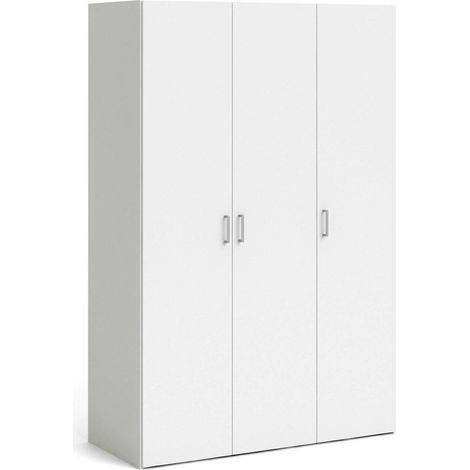 Dmora – Armoire 3 portes blanche – Penderie avec 5 étagères – Dimensions 49x115 cm – Design moderne pour chambre