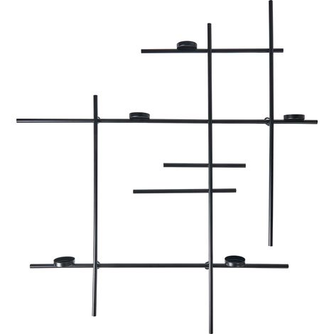 Candelero de pared con estructura de metal 60 cm negro Porto (1/5)