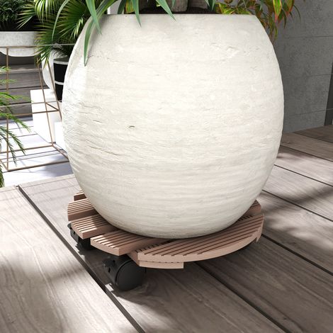 Set di 4 supporti rotondi per piante Ø30 cm - portavasi con ruote, per uso interno ed esterno