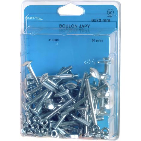 Blister de 10 boulons tête ronde collet carré TRCC 8 x 80 mm - Zingué - BTRCC0808002CP10