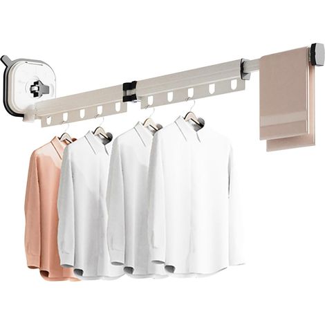 Étendoir à Linge Mural, Cintre Mural Porte vêtements Pliable avec Trous Suspendus, Rotatif à 360 °, Aluminium Etendoir Linge pour Balcon, Salle de Bains, Buanderie