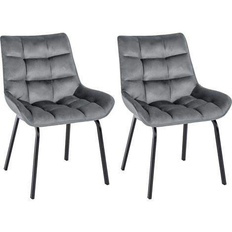 2er Set Esszimmerstuhl Saranda dunkelgrau Samt (1/5)