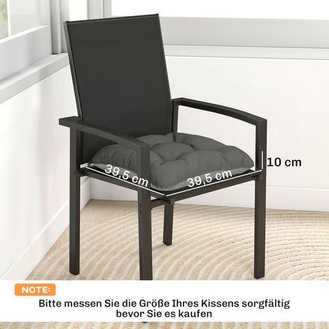 Ensemble de 4 coussins d'assise, 39,5 x 39,5 x 10 cm, coussins de chaise avec attaches, antidérapants pour l'intérieur et l'extérieur (1/5)