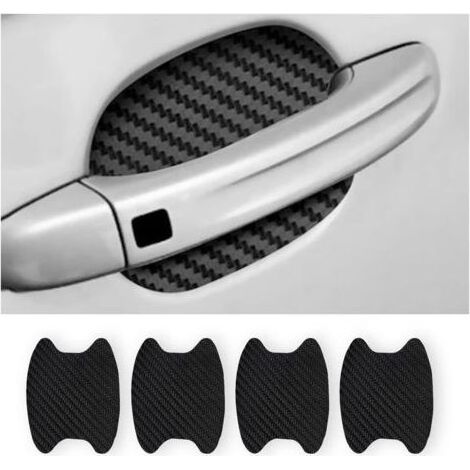 Set di 4 adesivi in fibra di carbonio antigraffio per maniglie delle portiere dell'auto, universalmente compatibili con la maggior parte delle maniglie per auto (neri) (1/5)